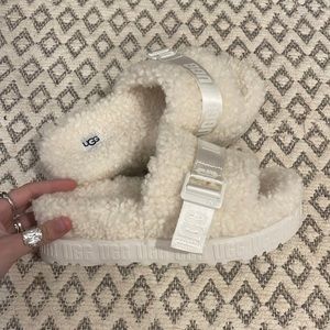 White Ugg Fluffita Slide